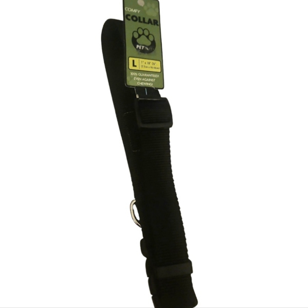 NEW! COMFY COLLAR Black Adjustable Dog Pet Collar Accessory Large.